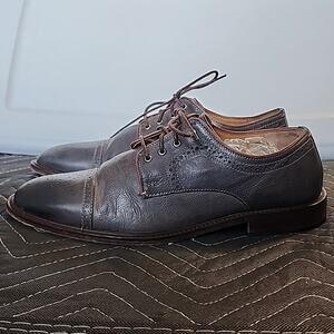 JOHNSTON MURPHY 1801 GENUINE LEATHER DERBY'S DARK BLUE/BROWN MENS9.5 MADE INDIA